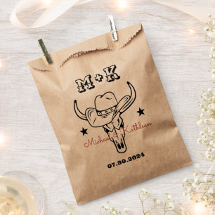 Western Cowboy Bull Skull Bohemian Country Wedding Favour Bags