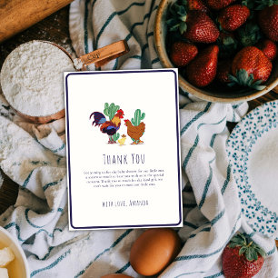Western Cowboy Cactus Rooster Chicken Baby Shower Thank You Card