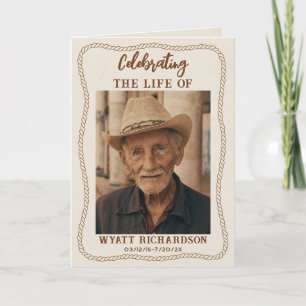 Western Cowboy Celebration of Life Funeral Program Invitation