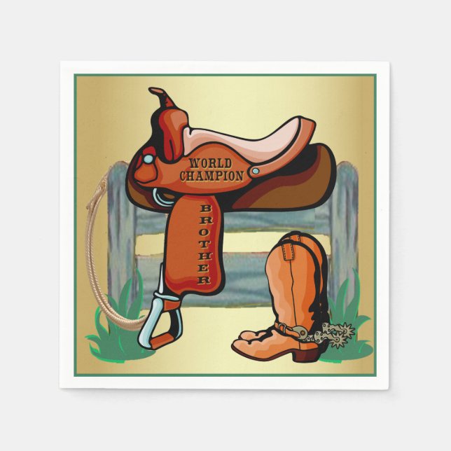 Western Cowboy Champion Brother Saddle Boots Rope Napkin (Front)