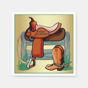 Western Cowboy Champion Saddle Boots Rope Party Napkin