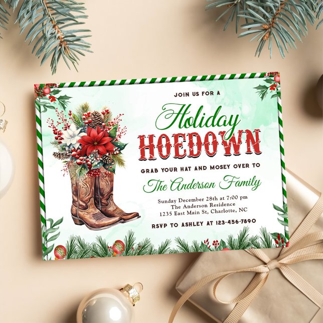 Western Cowboy Christmas Hoedown Party Invitation (Creator Uploaded)