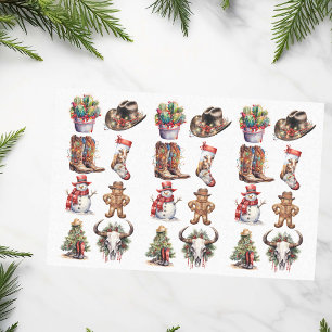 Western Cowboy Christmas Watercolor Tissue Paper