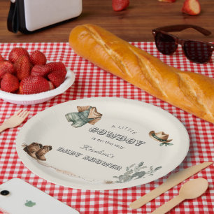 Western Cowboy Clothes Baby Shower Paper Plate