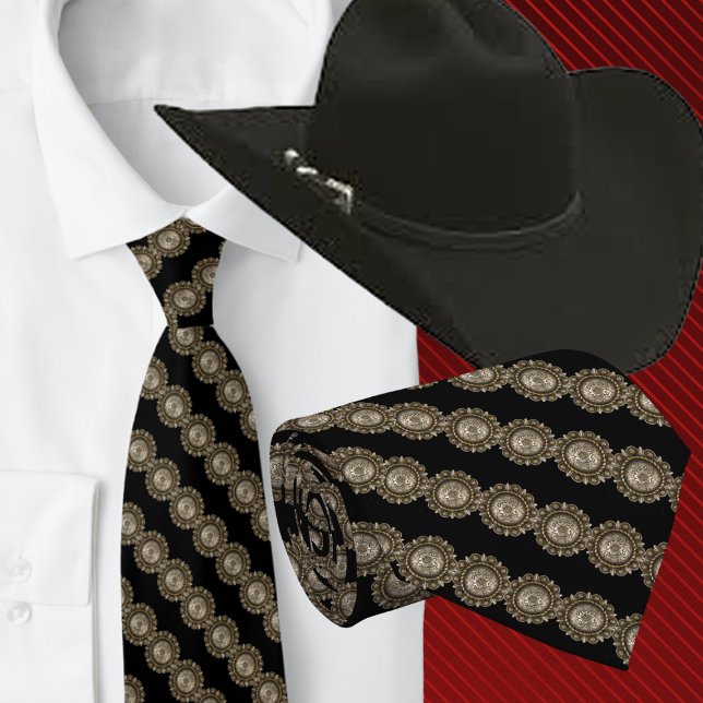  Western Cowboy Conchos Tie (Western Necktie with concho design)