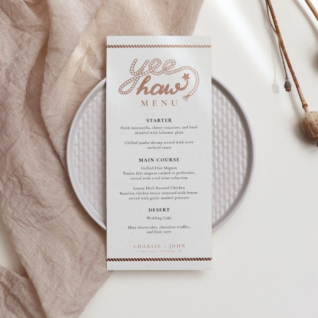 Western Cowboy Country Rustic Wedding Menu (Creator Uploaded)