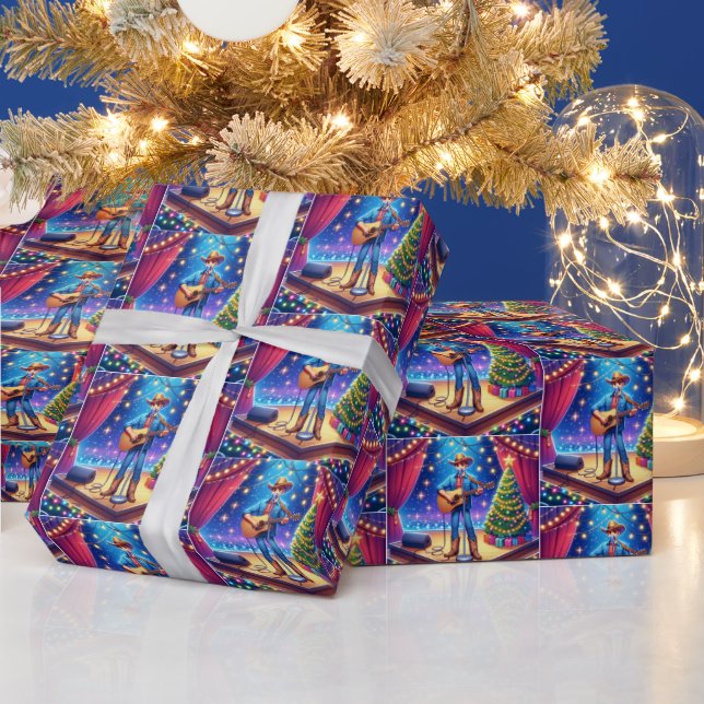 Western Cowboy Country Singer Christmas Wrapping Paper (Holidays)