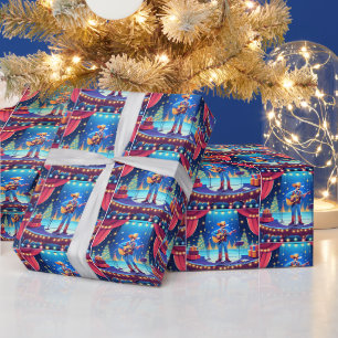 Western Cowboy Country Singer Christmas Wrapping Paper