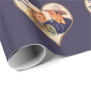 Western Cowboy Cowgirl Couple Best Wishes Wrapping Paper