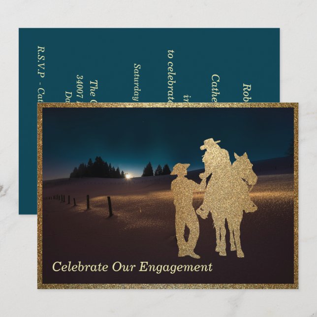 Western Cowboy Cowgirl Engagement Party Wedding Invitation (Front/Back)