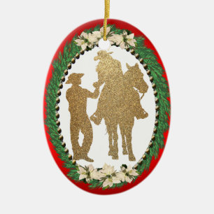 Western Cowboy Cowgirl Horse Ceramic Tree Decoration
