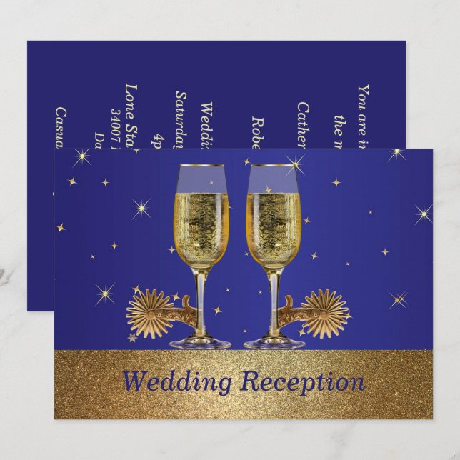 Western Cowboy Cowgirl Wedding Invite Reception (Front/Back)