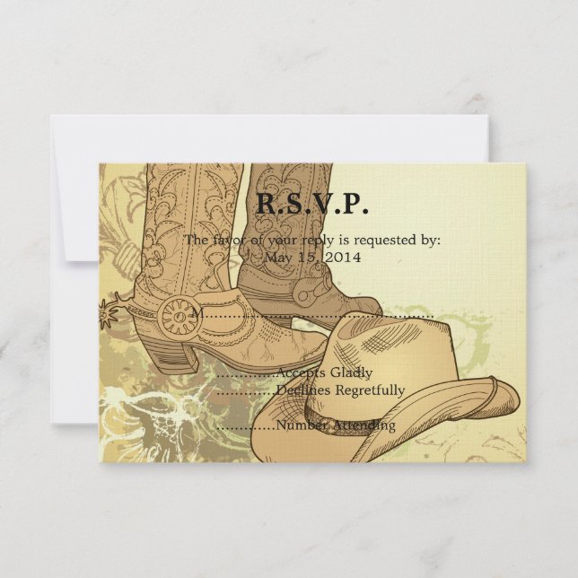 Western Cowboy Cowgirl Wedding RSVP (Front)