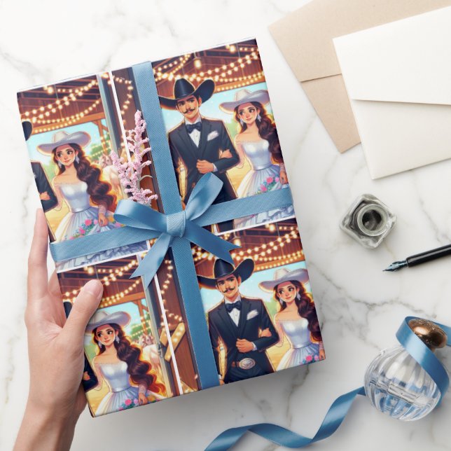 Western Cowboy Cowgirl Wedding Wrapping Paper (Gifting)