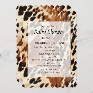 Western Cowboy Cream Brown Black Cowhide Invitation