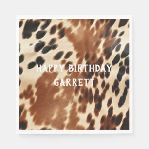 Western Cowboy  Cream Brown Black Cowhide Napkin