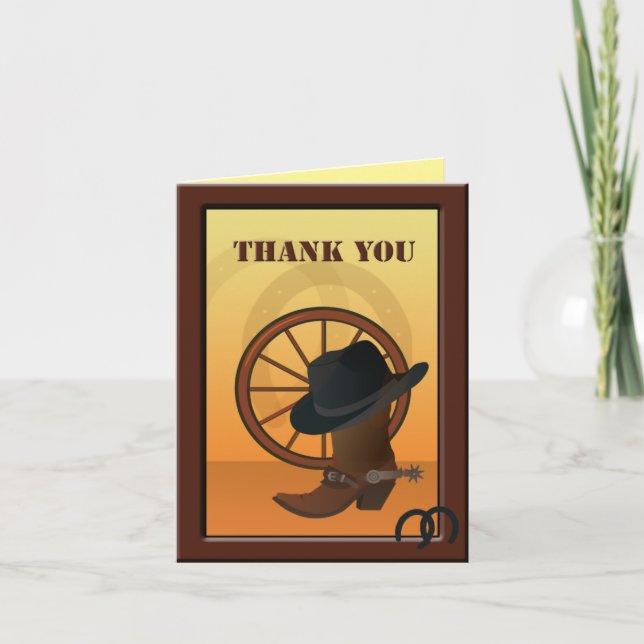 Western Cowboy Custom Thank You Note Card (Front)