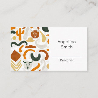 Western cowboy desert bull skull boho cactus business card