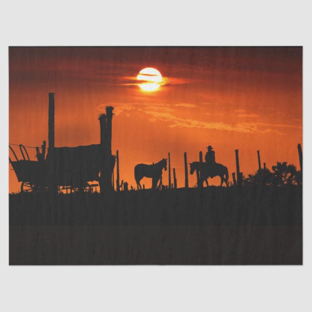 Western Cowboy Desert Sunset 14 Decoupage Tissue Paper (Front)