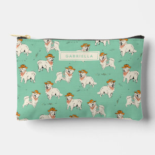 Western Cowboy Dog Hound Green Personalised Accessory Pouch