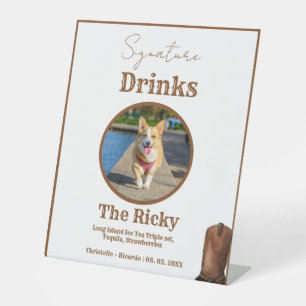 Western Cowboy Dog signature drinks wedding bar  Pedestal Sign