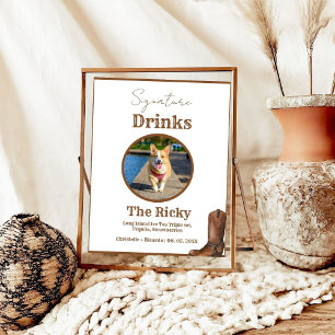 Western Cowboy Dog signature drinks wedding bar  Poster