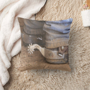Western Cowboy Dusty Boots And Spurs Cushion