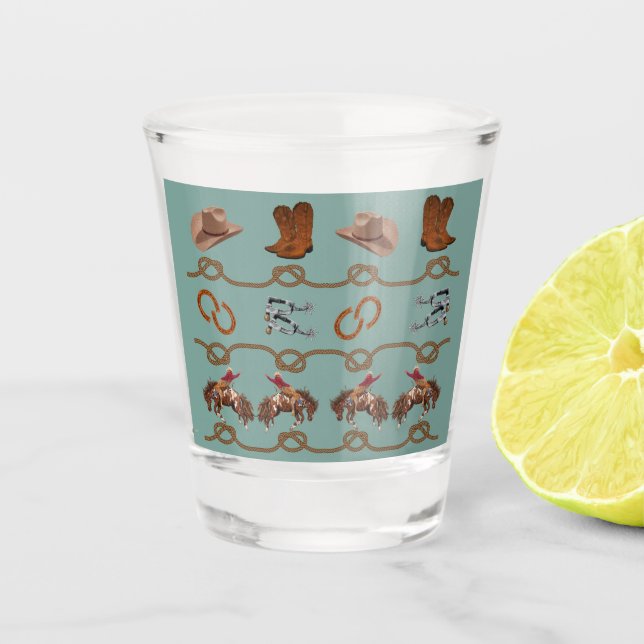 Western Cowboy Essentials  Shot Glass (Front)