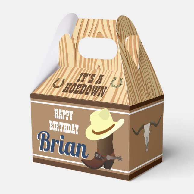 Western Cowboy Favour Boxes | Rustic Country Party (Front Side)