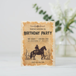 Western Cowboy First Birthday Invitation Postcard