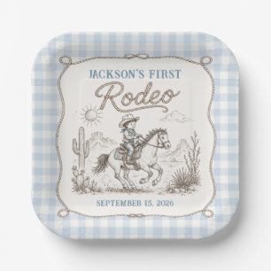 Western Cowboy First Rodeo Birthday Paper Plates