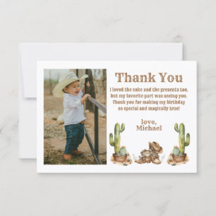 western cowboy first rodeo birthday photo  thank you card