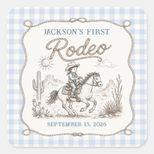 Western Cowboy First Rodeo Birthday Sticker