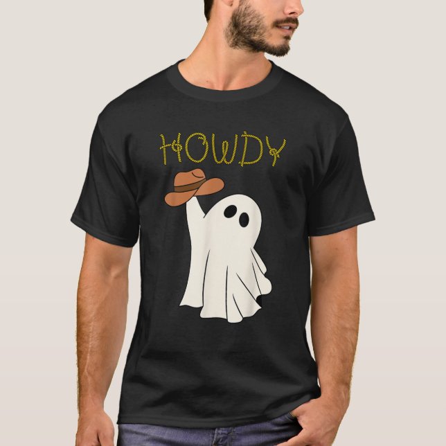 Western Cowboy Ghost Howdy Cute Country Halloween  T-Shirt (Front)