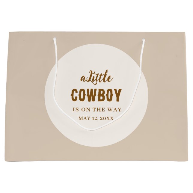 Western Cowboy Gift Bag - Solid Sand White for Boy (Front)