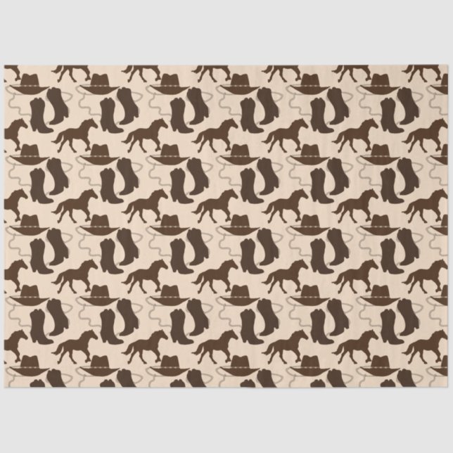 Western Cowboy Hat Boots Horse Tissue Paper (Front)