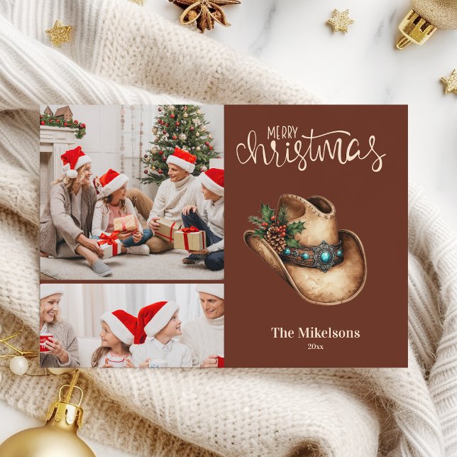 Western Cowboy Hat Christmas 2 Photo   Holiday Card (Creator Uploaded)