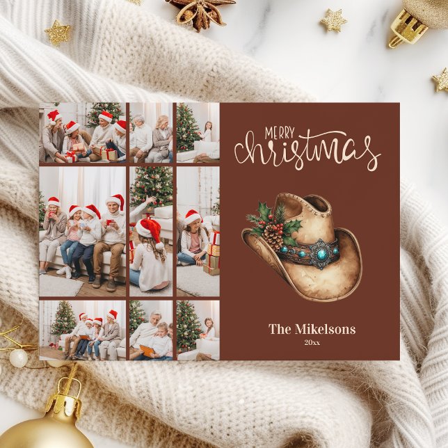 Western Cowboy Hat Christmas 9 Photo   Holiday Card (Creator Uploaded)