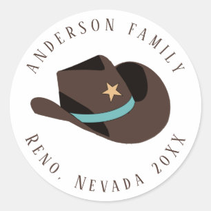 Western Cowboy Hat Family Reunion ID1318 Classic Round Sticker