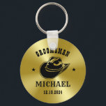 Western Cowboy Hat Groomsmen Personalized Name Key Ring<br><div class="desc">Personalized gifts for groomsmen and best man with western cowboy theme. Decorated with cowboy hat with vintage western font. Text and color are editable using the Design Tool to fit your occasion. Get this customize gift for wedding,  bachelor party,  engagement party or any other special occasions.</div>