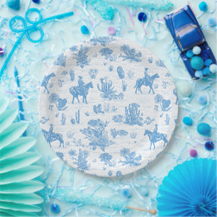Western Cowboy Horse Cactus Desert Toile Paper Plate