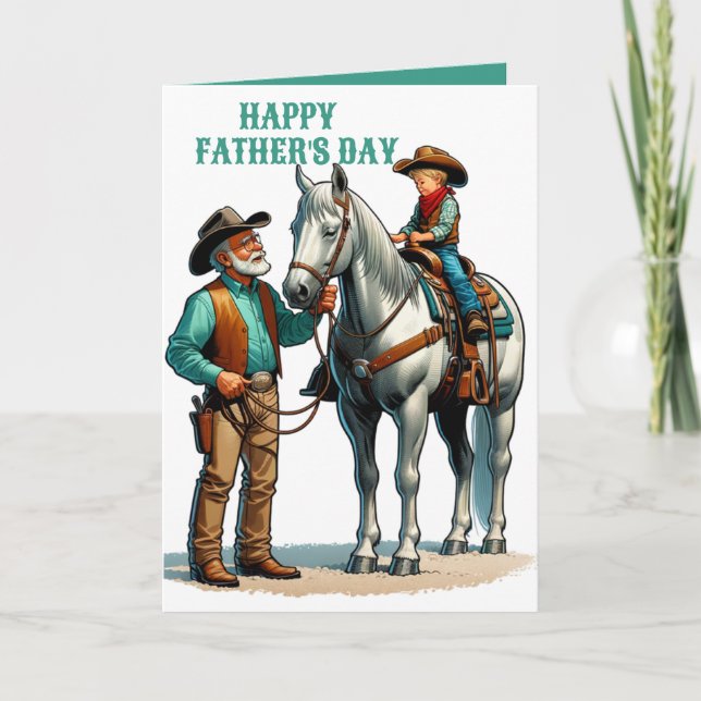 Western Cowboy Horse Child Happy Father's Day 4 Card (Front)