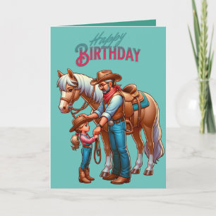 Western Cowboy Horse Child Happy Father's Day 5 Card