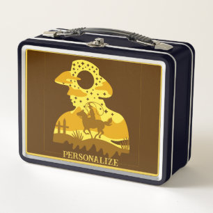 Western Cowboy Horse Lasso Wild West Personalised Metal Lunch Box