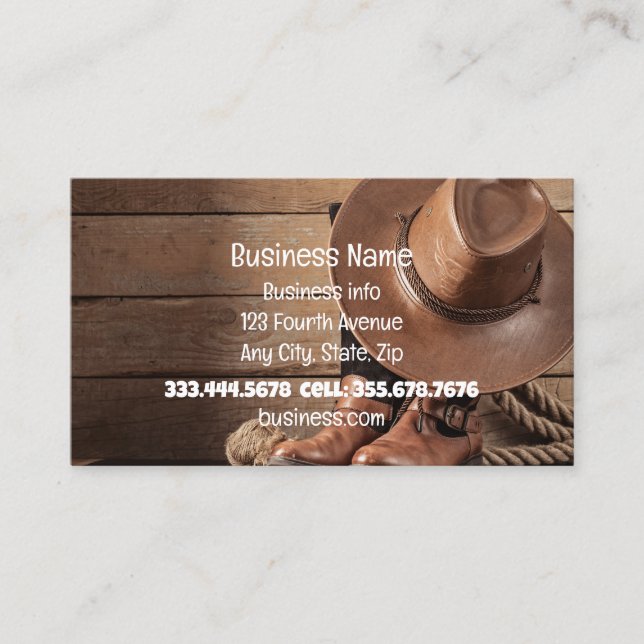 Western Cowboy Horses Shop Store Business Card (Front)