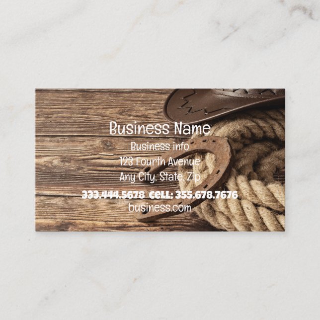 Western Cowboy Horses Shop Store Business Card (Front)