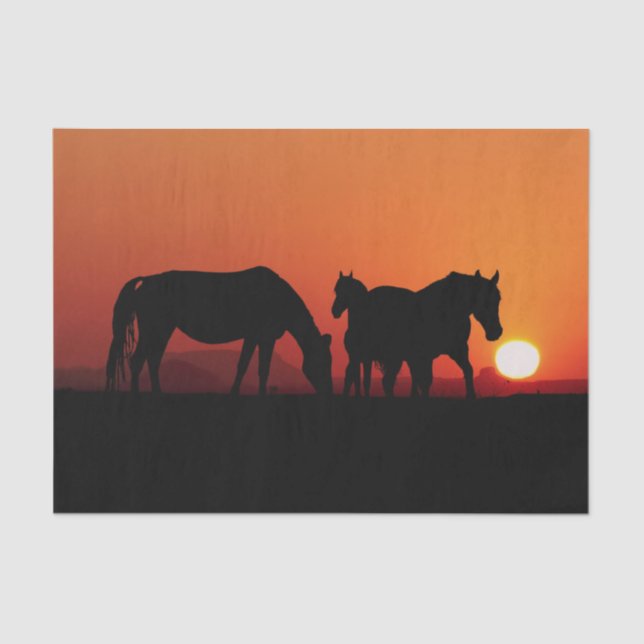 Western Cowboy Horses Sunset 15 Decoupage  Tissue Paper (Front)