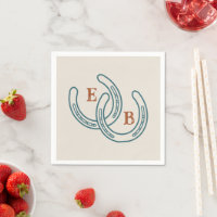 Western Cowboy Horseshoe Monogram Teal Rust Party