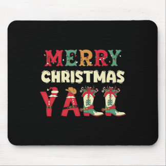 Western Cowboy Howdy Merry Christmas Yall Cowgirl  Mouse Mat