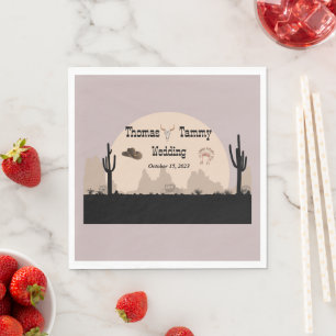 Western Cowboy & Indians Themed Wedding Napkin